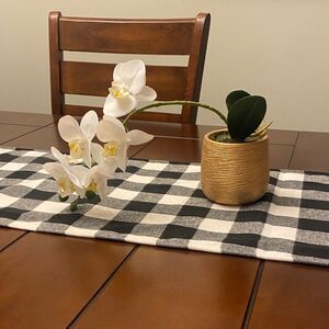 Gold Planter with White Orchid